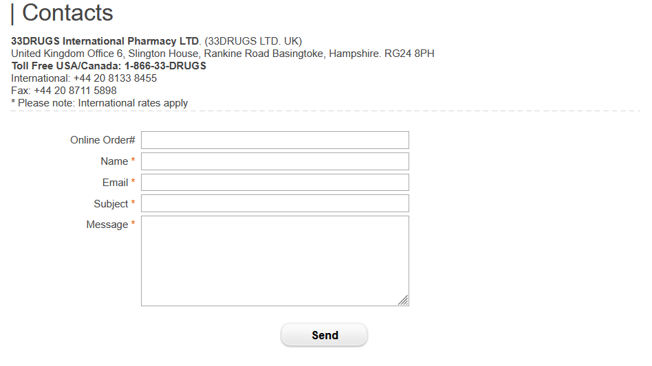 33Drugs customer support interface