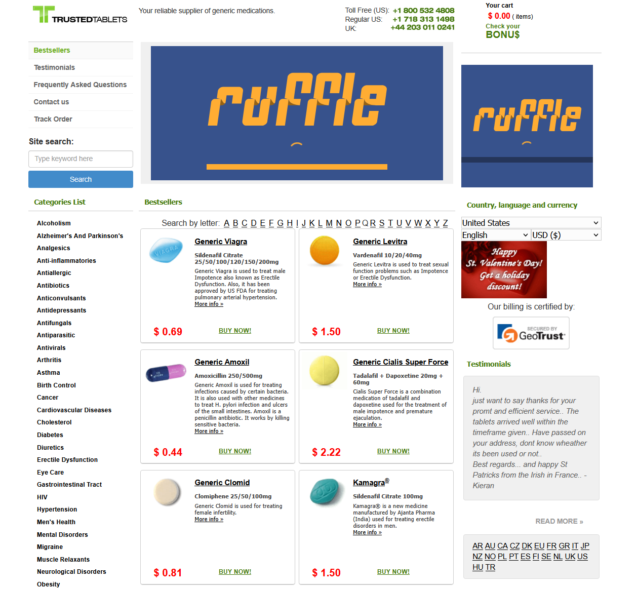 A2HealthStore homepage layout
