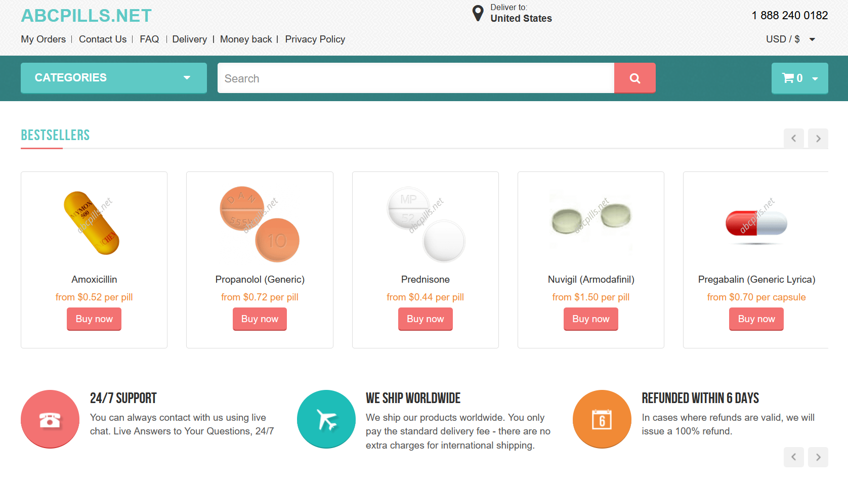 AbcPills homepage interface