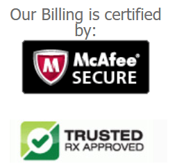 AllNeededPills website footer showing trust badges and security certificates