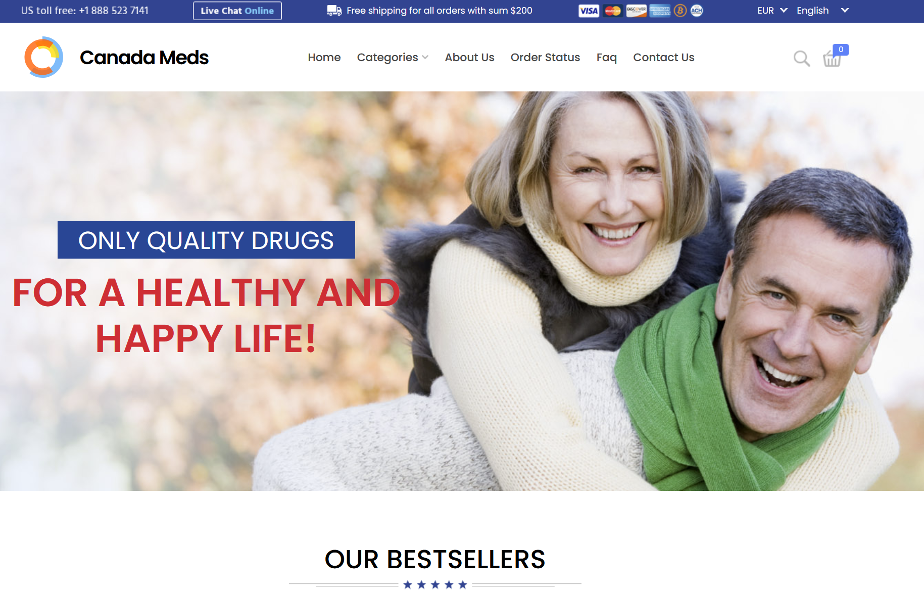 Canadian Meds homepage layout