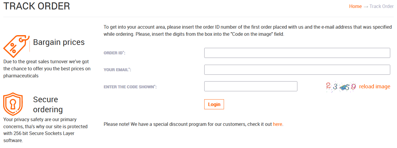EasyShopping4Health order tracking interface