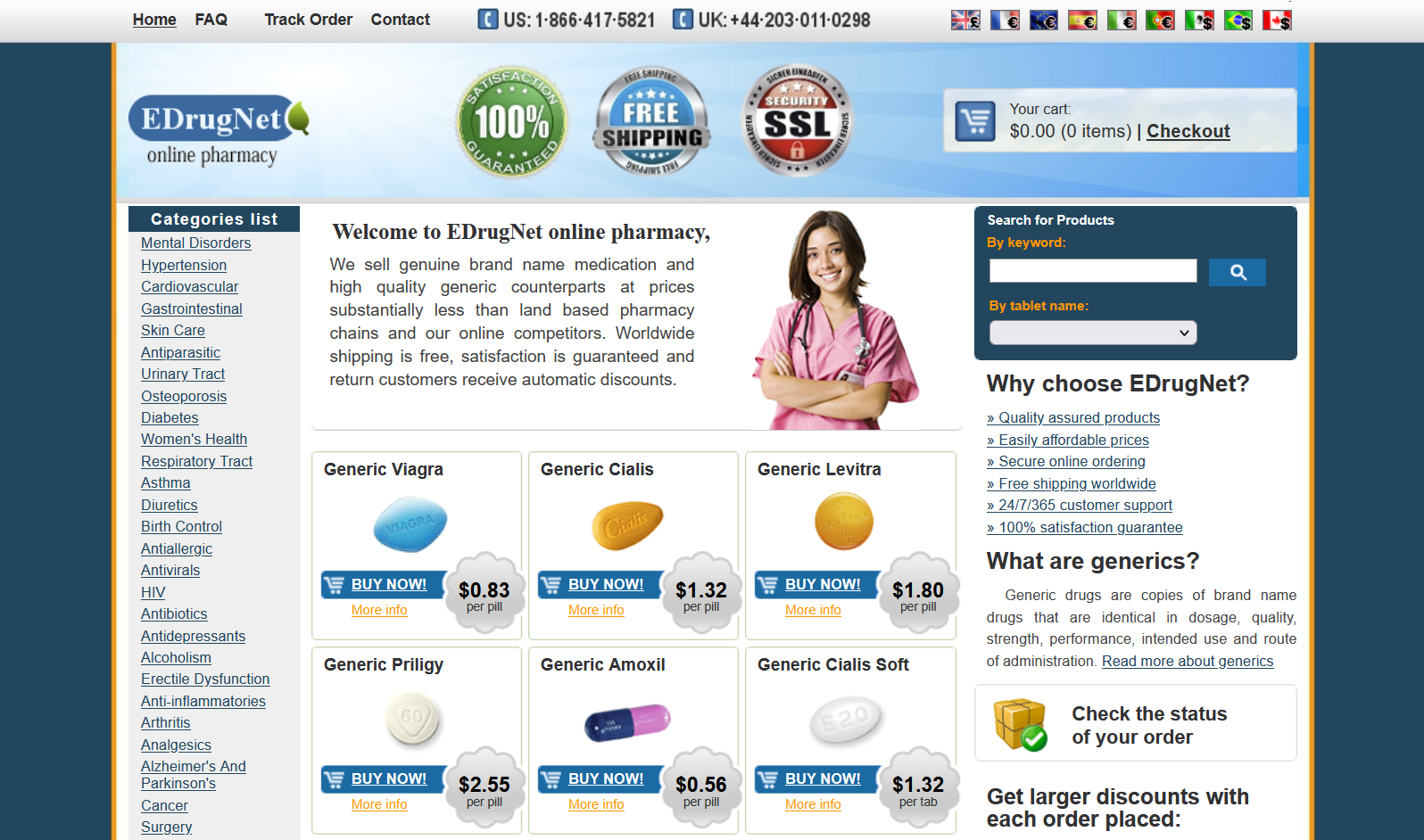 EDrugNet homepage layout