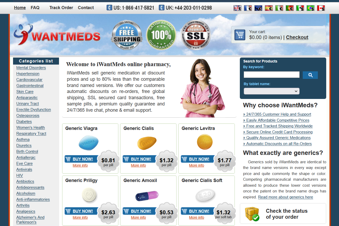 IWantMeds homepage layout
