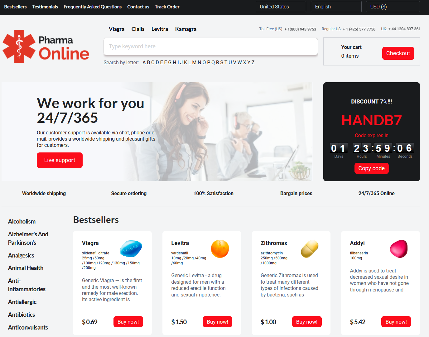 MedicalService365 homepage layout