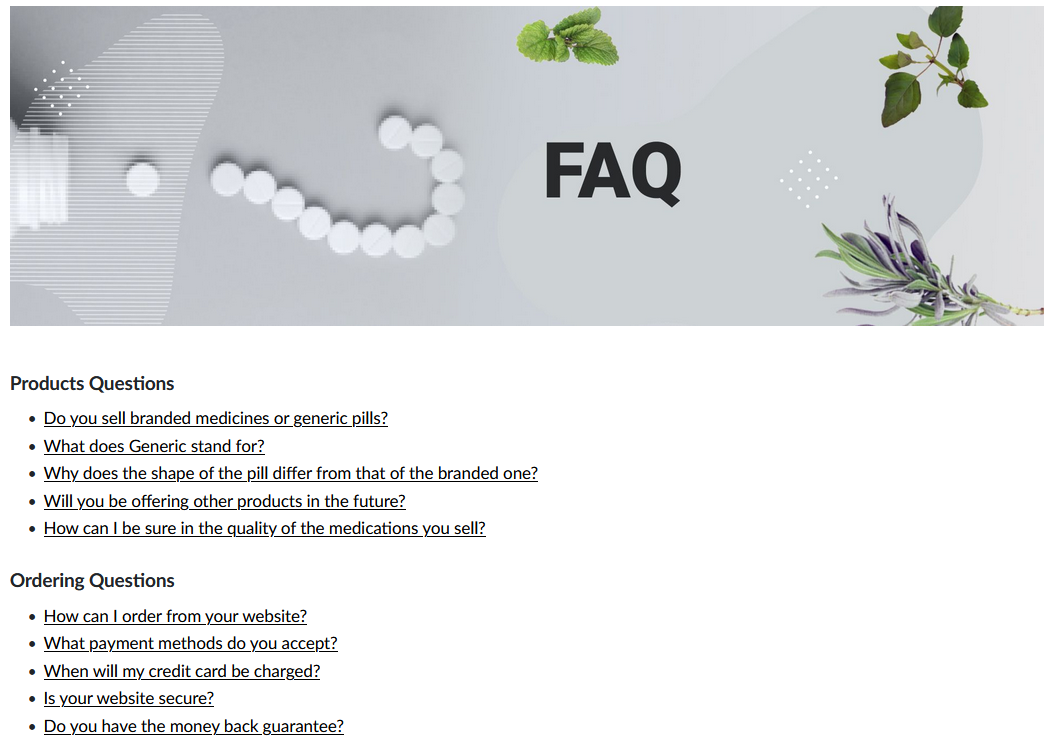 MedPillStore customer support and FAQ interface