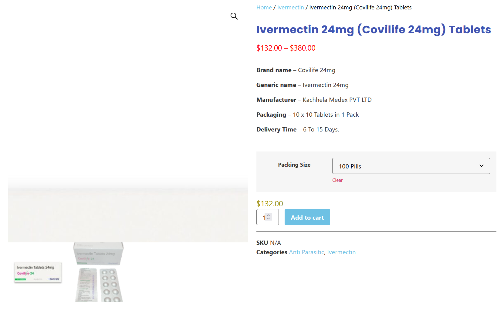 MyEdPill product page with pricing and pack options