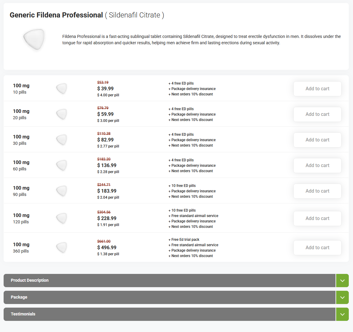 MyFildena product category page