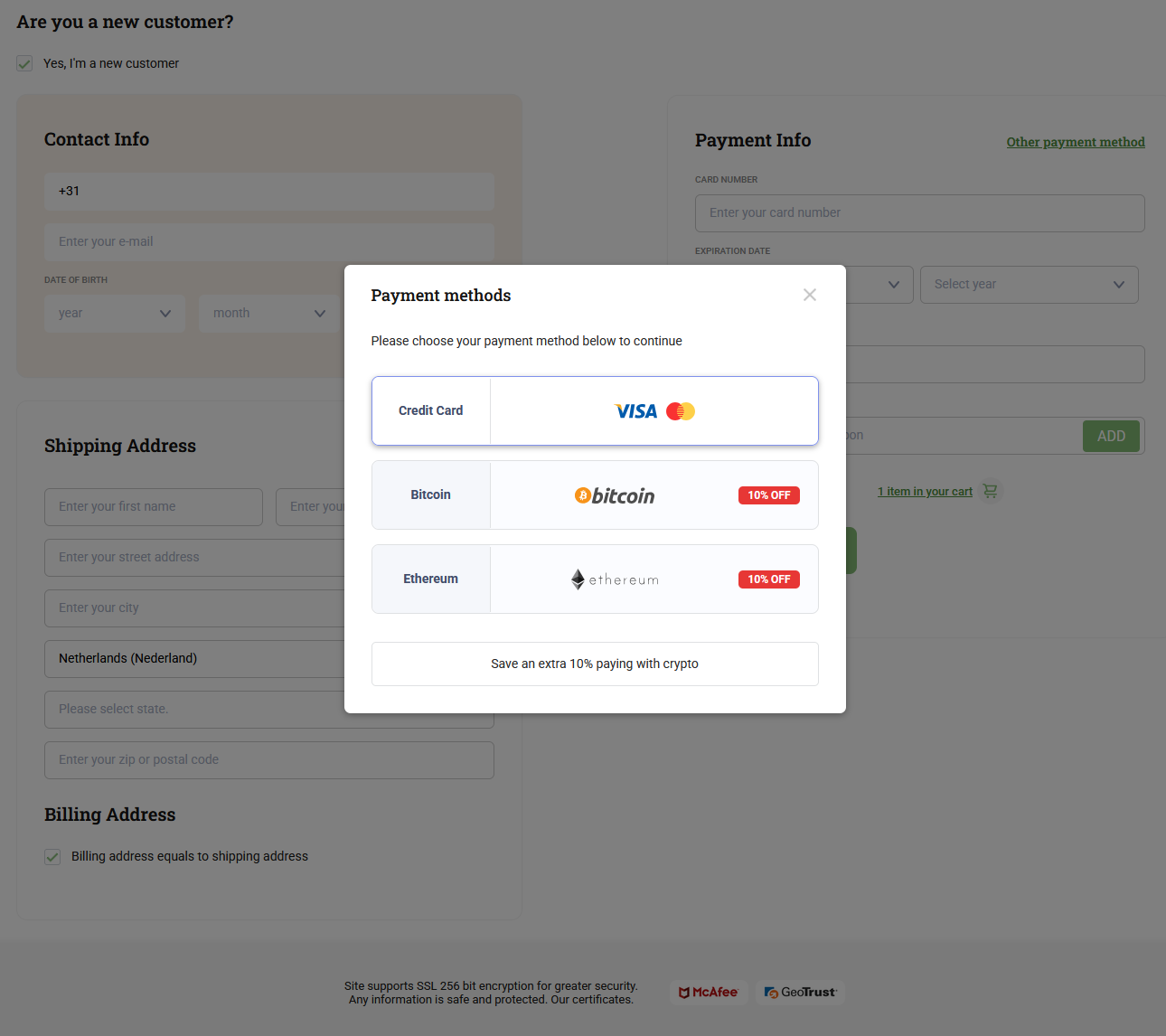 MyFildena secure checkout page