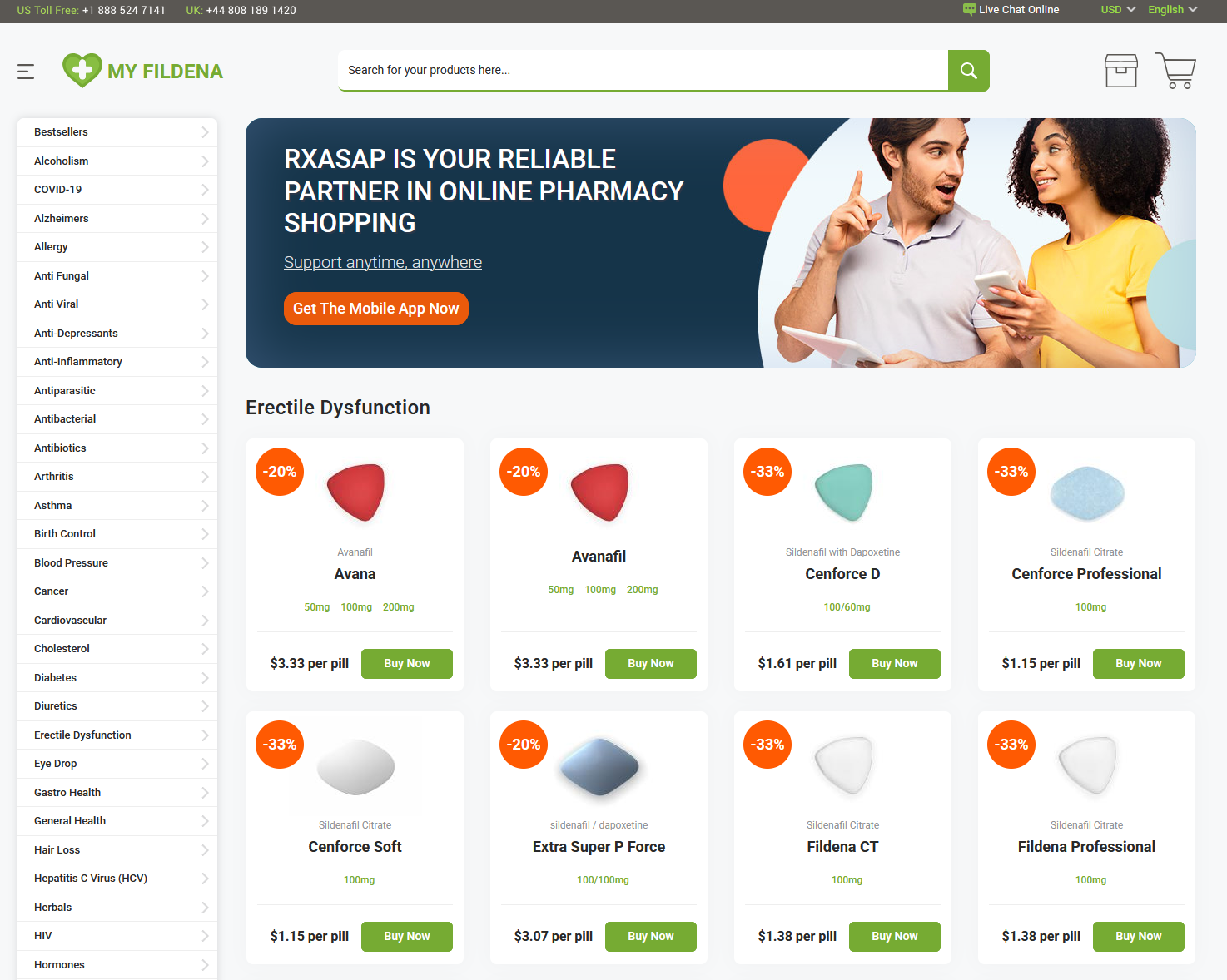 MyFildena homepage layout