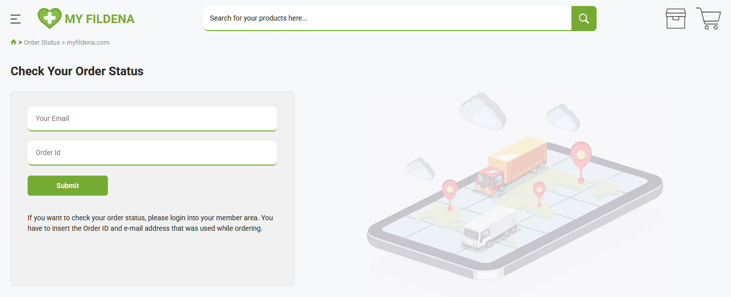 MyFildena order tracking interface