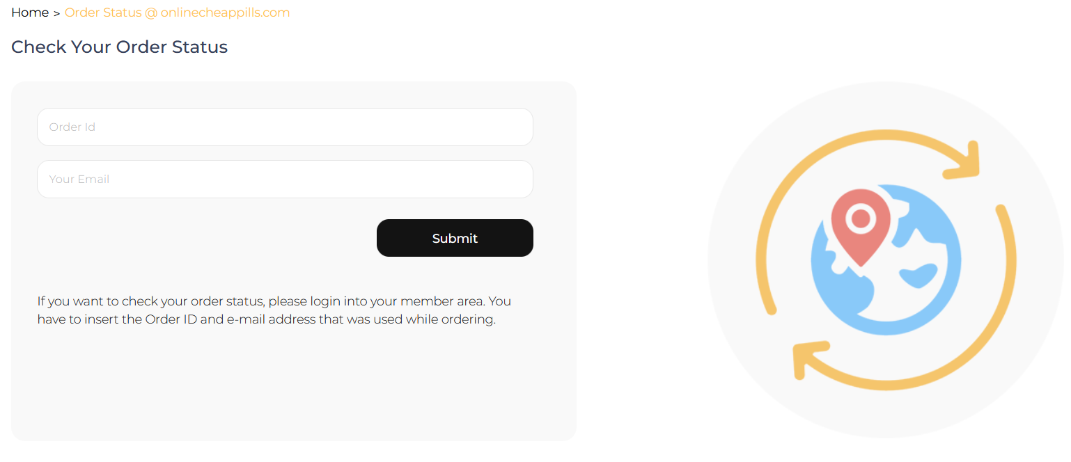 OnlineCheapPills order tracking interface