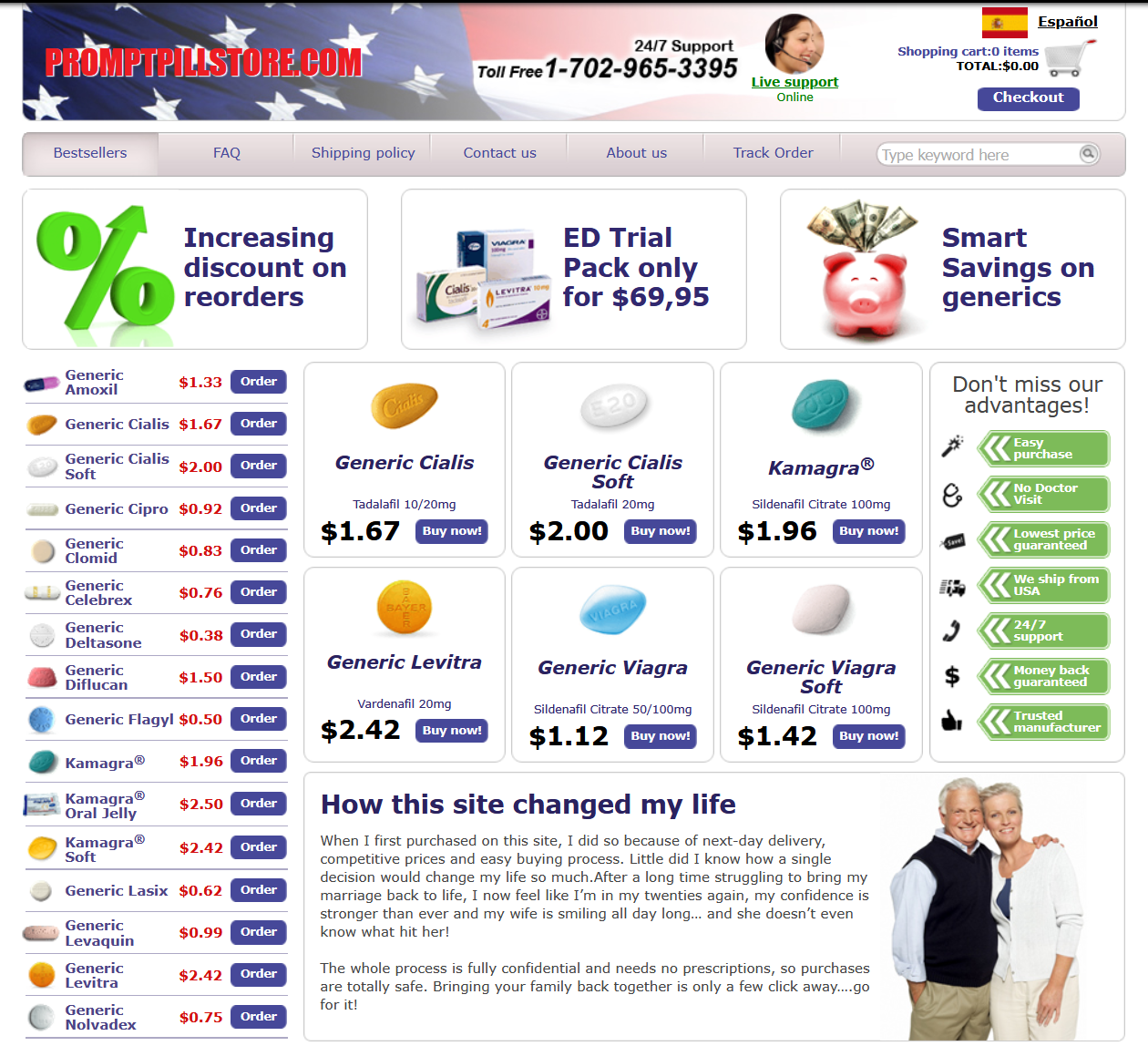 PromptPillStore homepage layout
