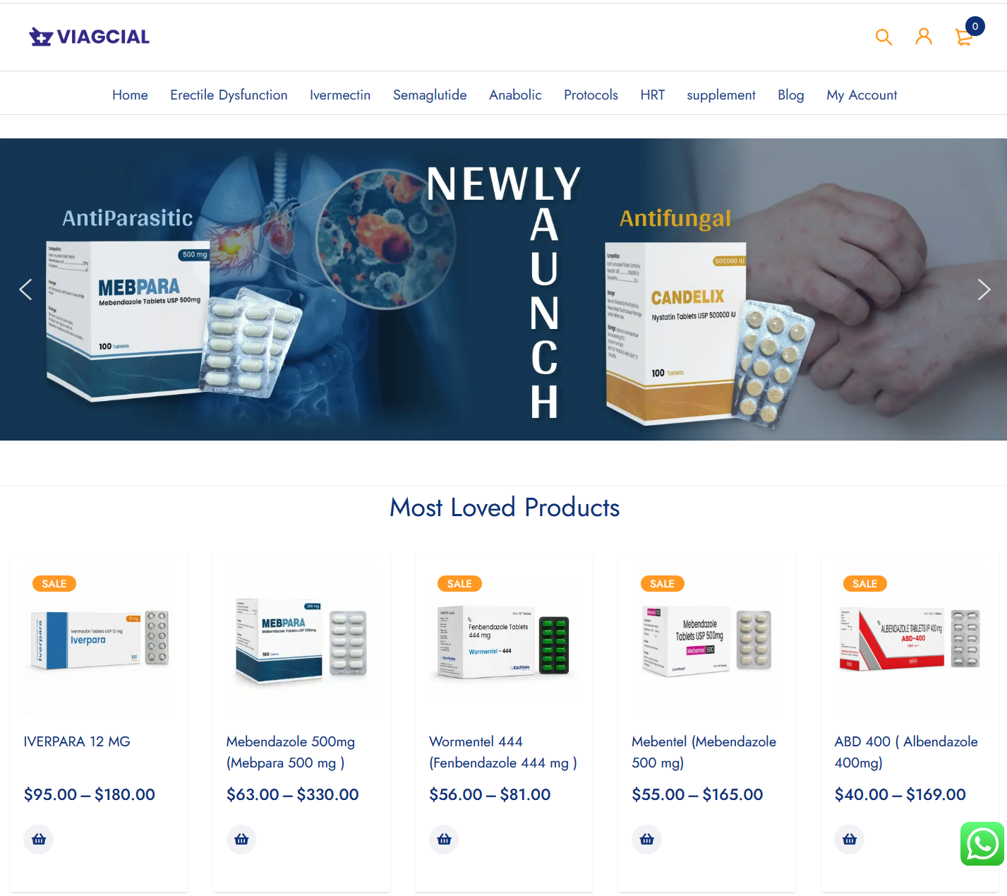 ViagCial homepage layout