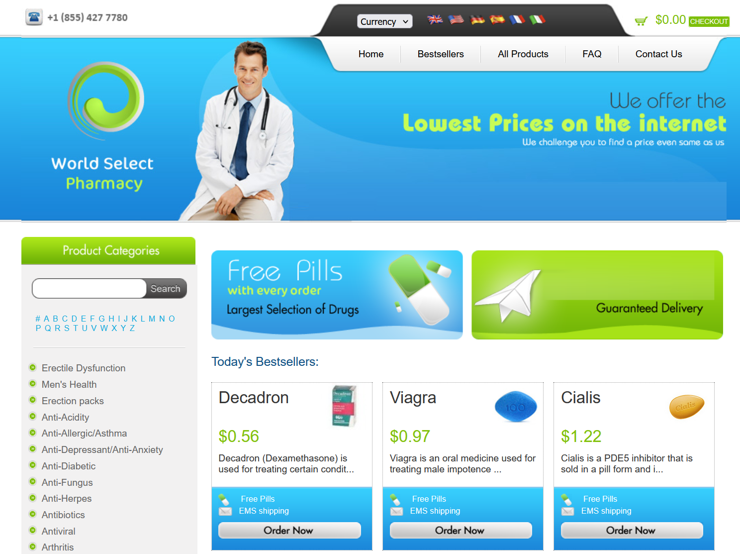 WorldSelectShop homepage layout